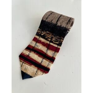 Robert Stock 100% Silk Men's Neck Tie Patriotic Abstract Flag Print JL